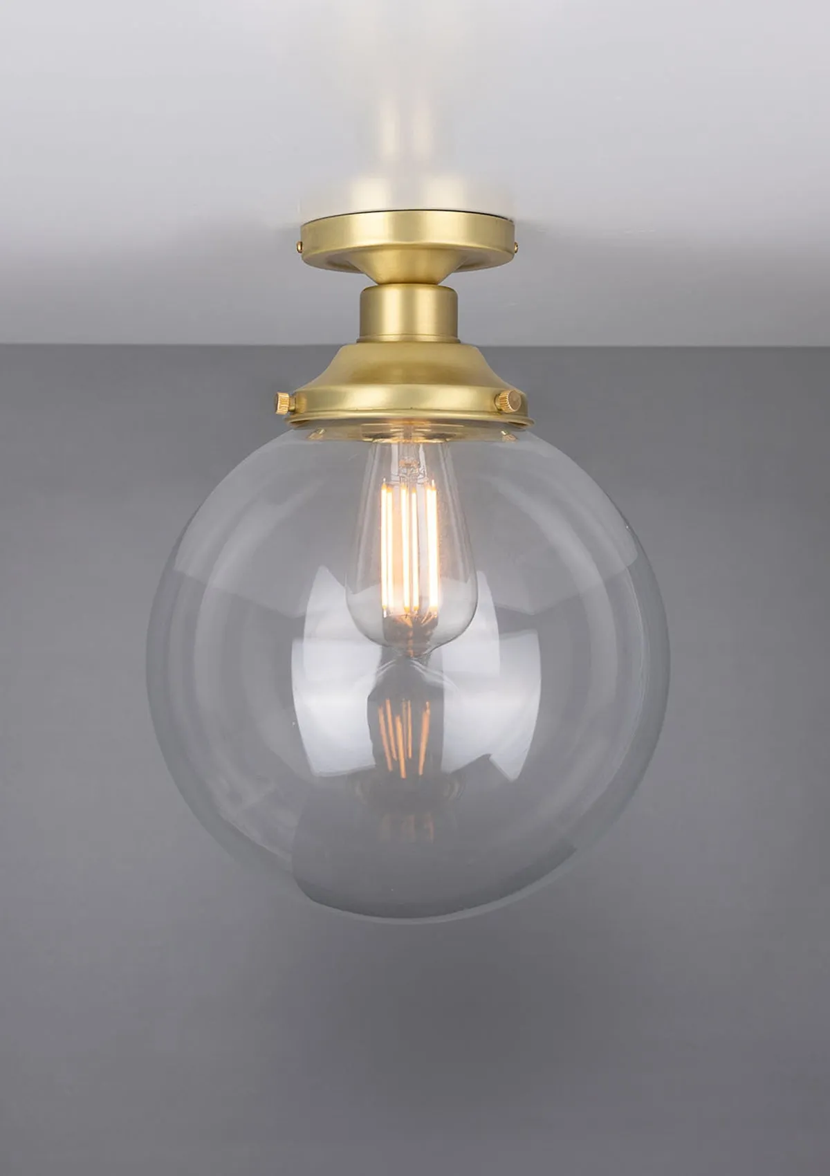 Riad Clear Glass Globe Flush Ceiling Light