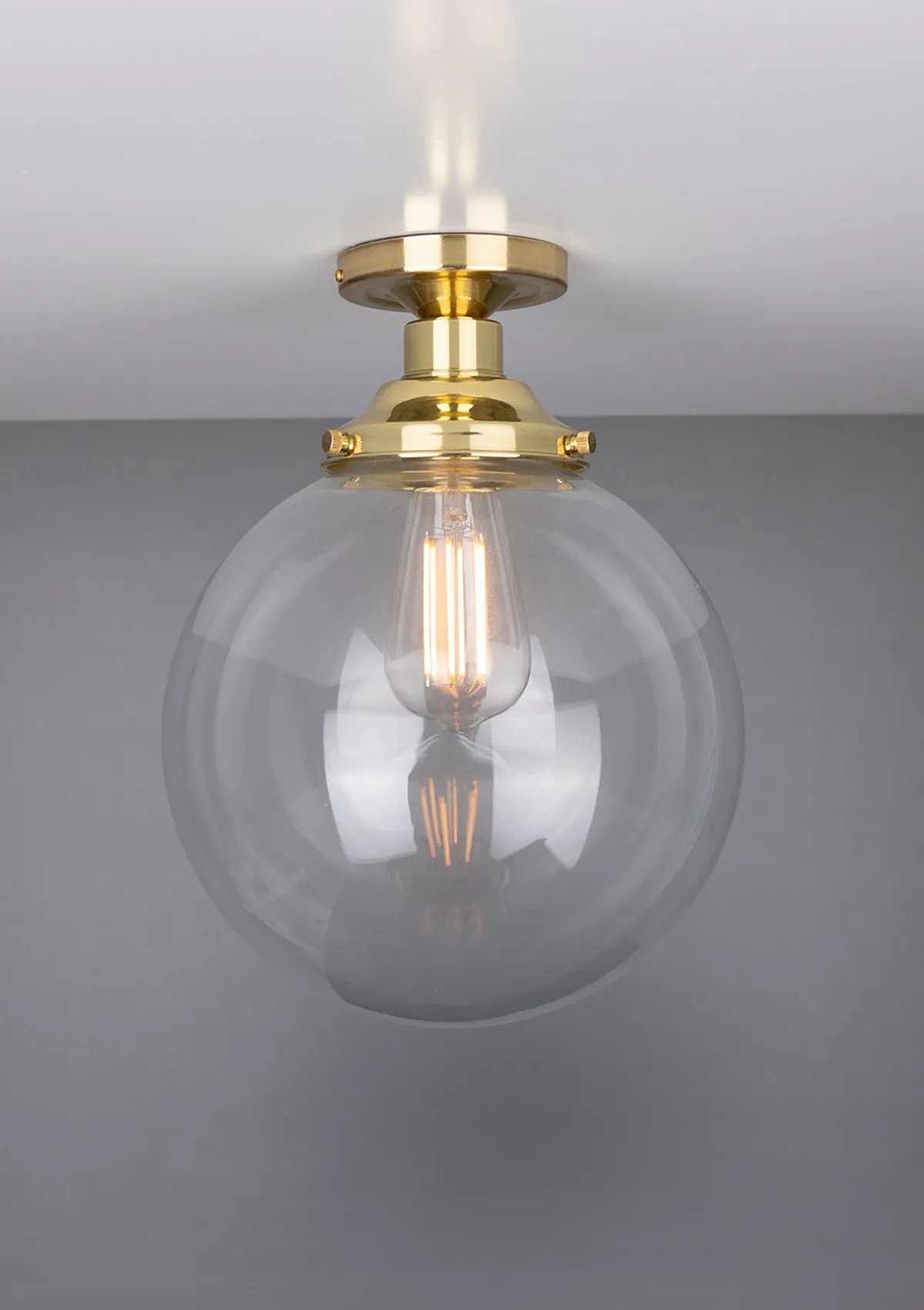 Riad Clear Glass Globe Flush Ceiling Light