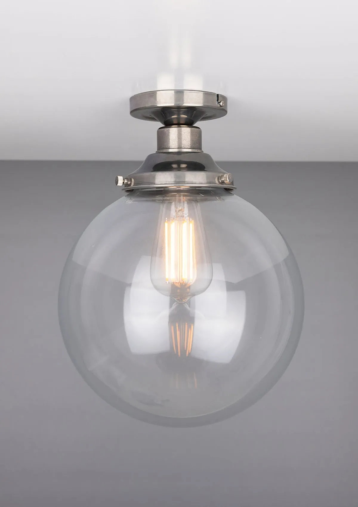 Riad Clear Glass Globe Flush Ceiling Light