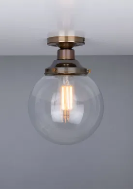 Riad Clear Glass Globe Flush Ceiling Light
