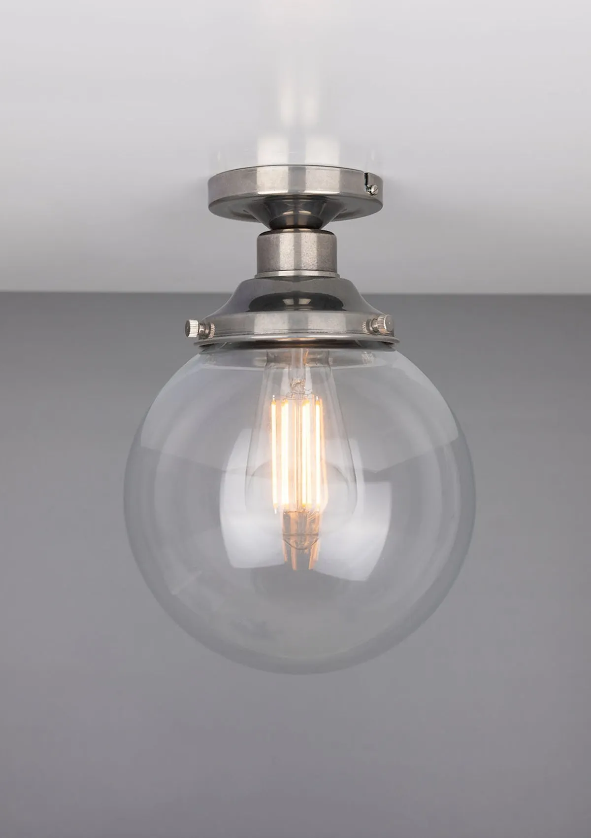 Riad Clear Glass Globe Flush Ceiling Light