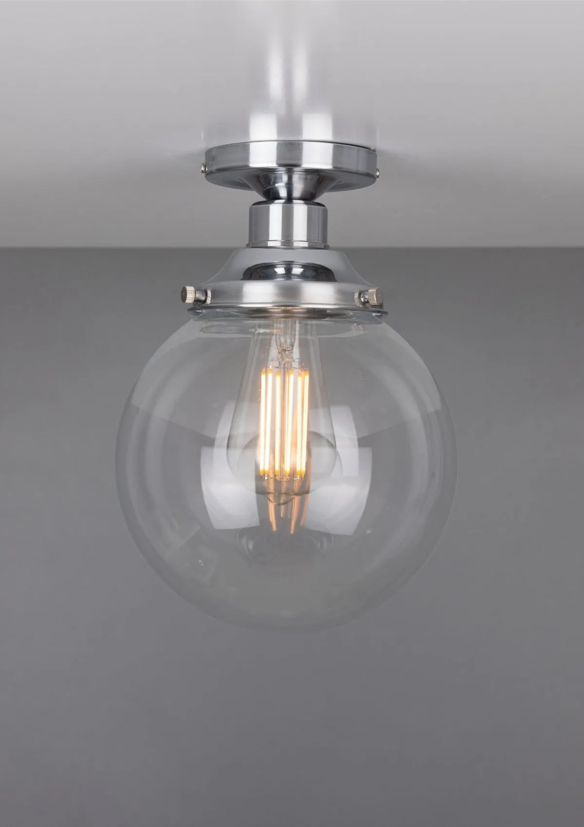 Riad Clear Glass Globe Flush Ceiling Light