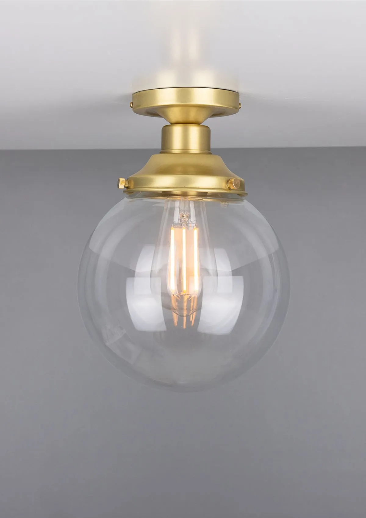 Riad Clear Glass Globe Flush Ceiling Light
