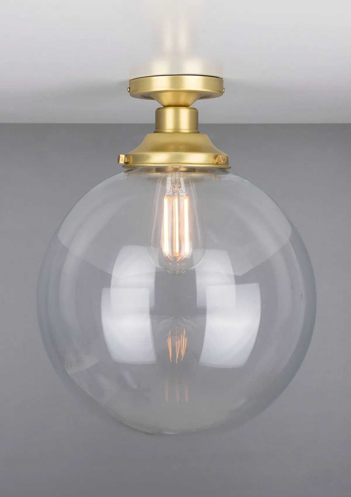 Riad Clear Glass Globe Flush Ceiling Light
