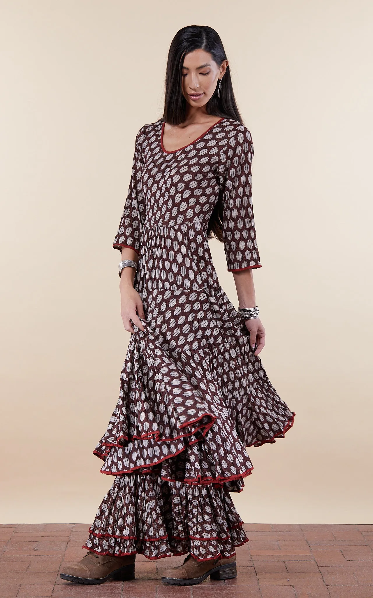 Santa Fe Dress, Long, 3/4 Sleeve, Earth Angel