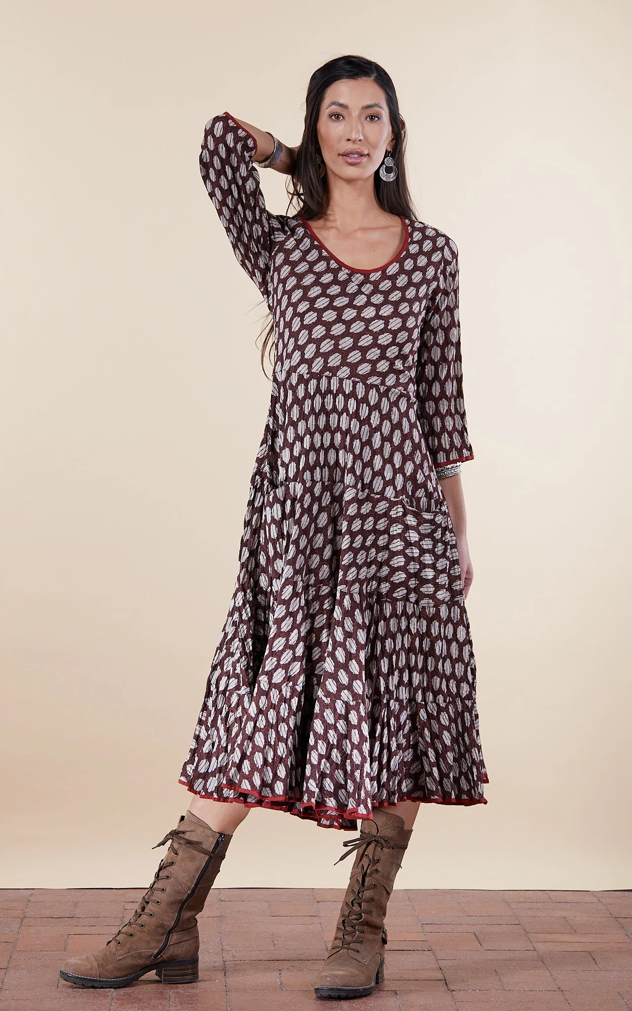 Santa Fe Dress, Long, 3/4 Sleeve, Earth Angel