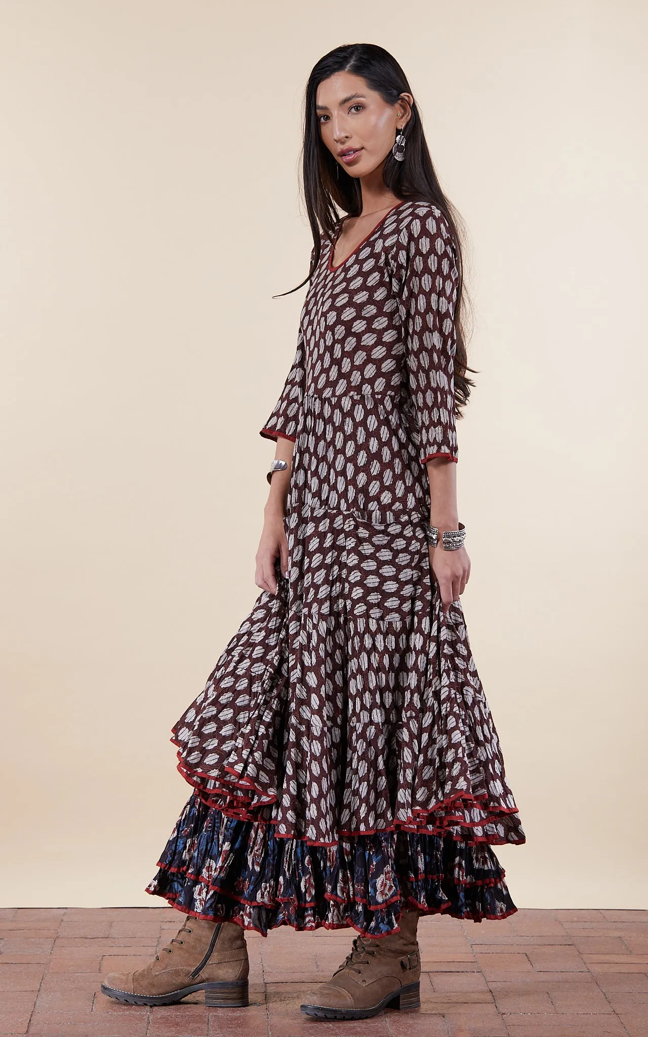 Santa Fe Dress, Long, 3/4 Sleeve, Earth Angel