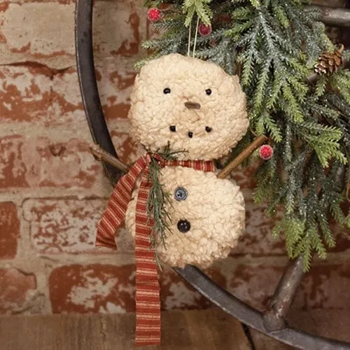 Sherpa Snowbaby with Ticking Scarf Hanging Ornament