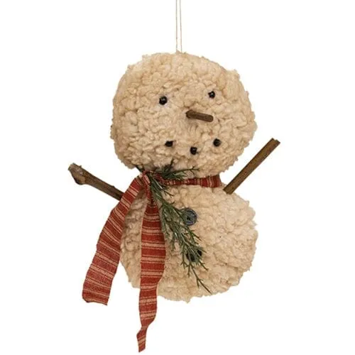 Sherpa Snowbaby with Ticking Scarf Hanging Ornament