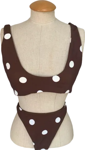 SIR Chocolate Polka Marlon Twist Top Bikini UK 12