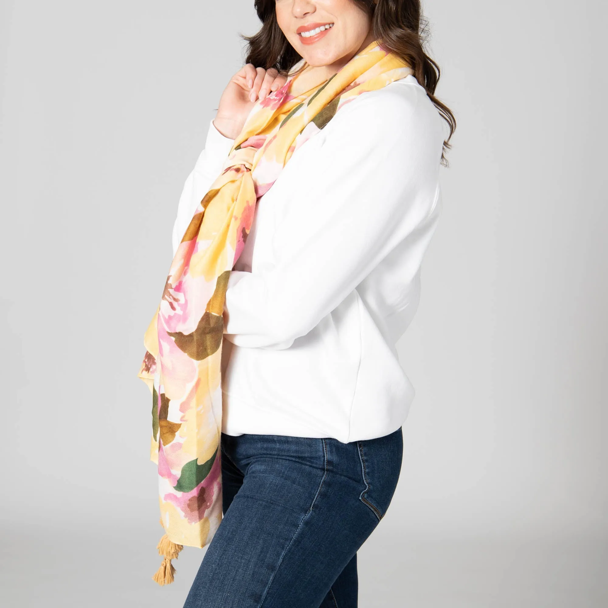 Soak Up the Sun - Light Weight Woven Abstract Floral Scarf