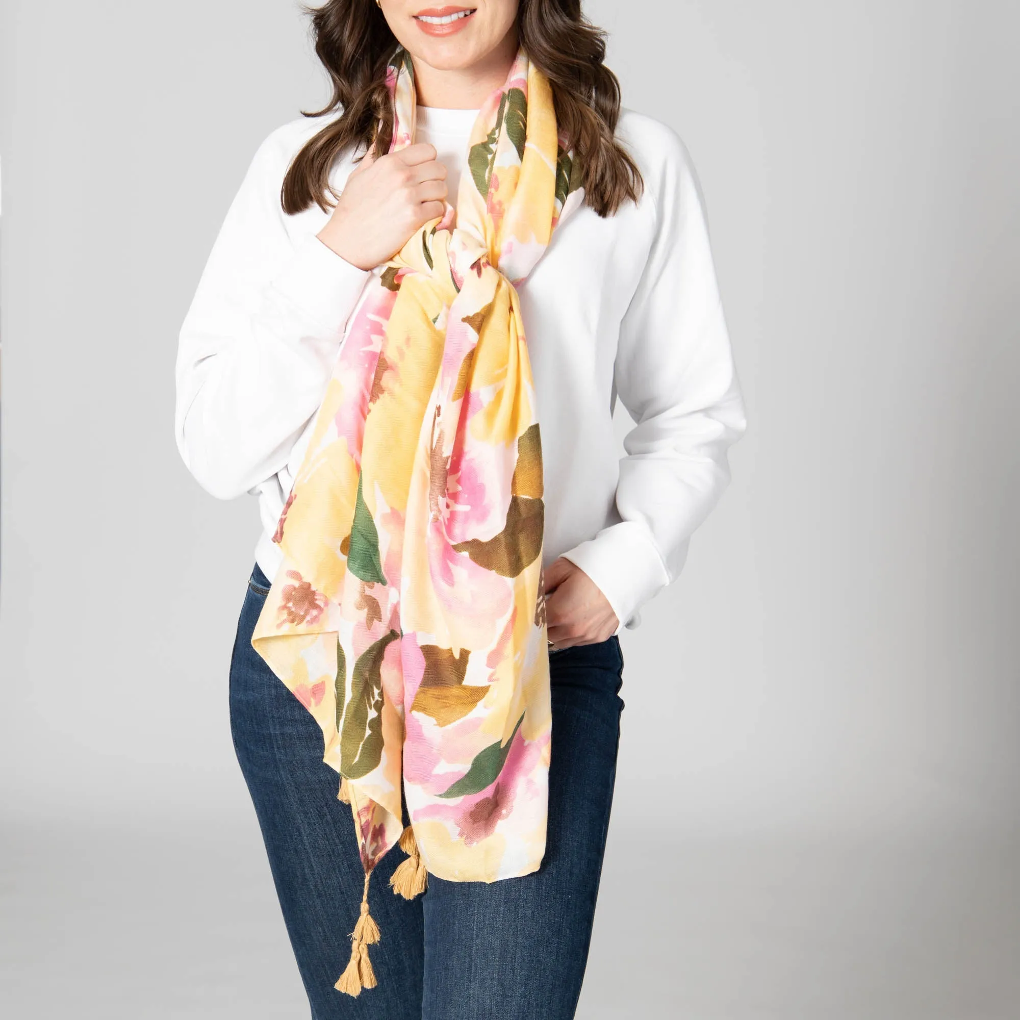 Soak Up the Sun - Light Weight Woven Abstract Floral Scarf