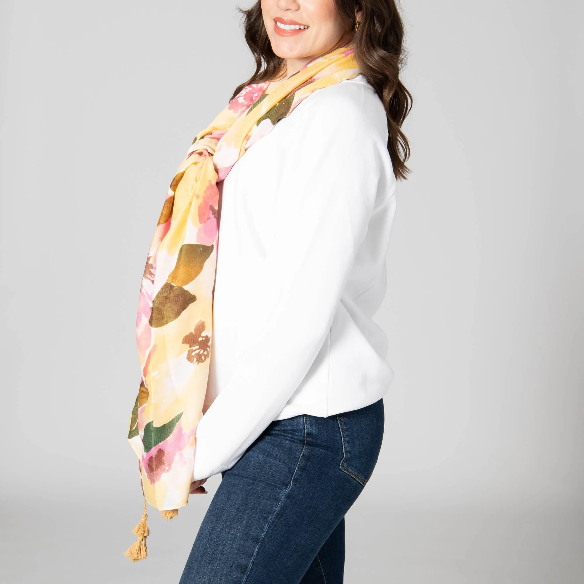 Soak Up the Sun - Light Weight Woven Abstract Floral Scarf