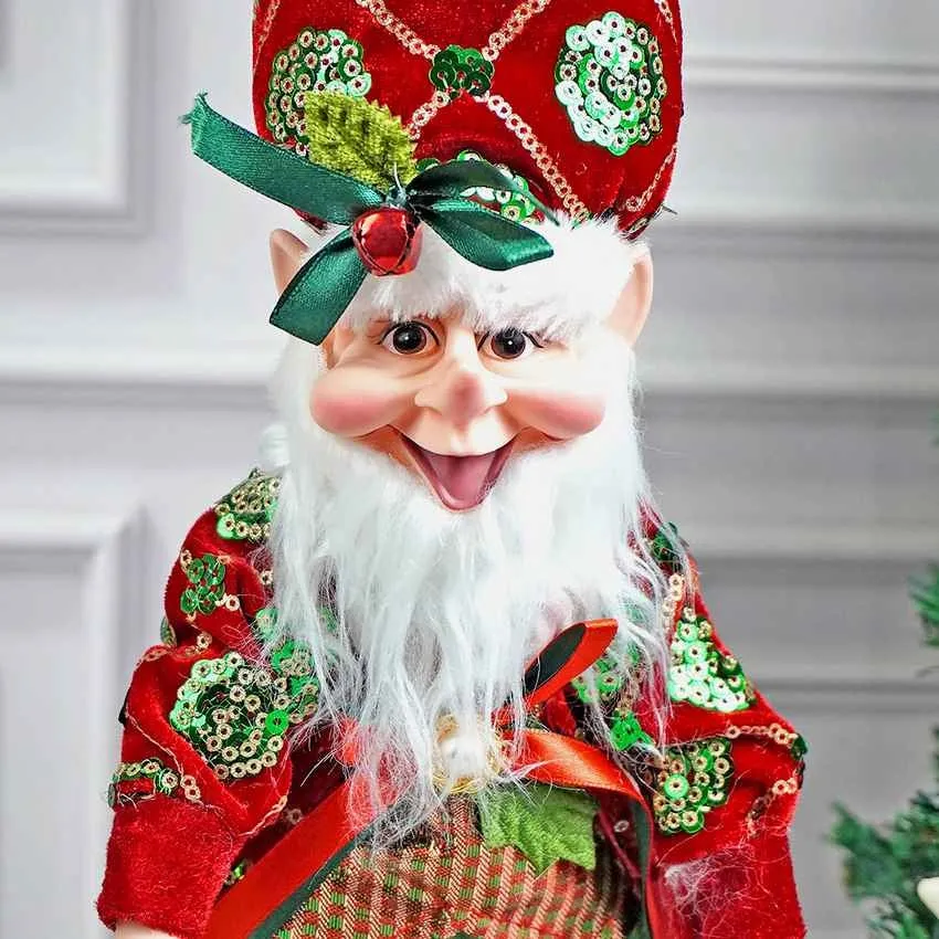 Standing Red Naughty Ball Elf Christmas Accent Decoration | 7 x 4 x 22 inches