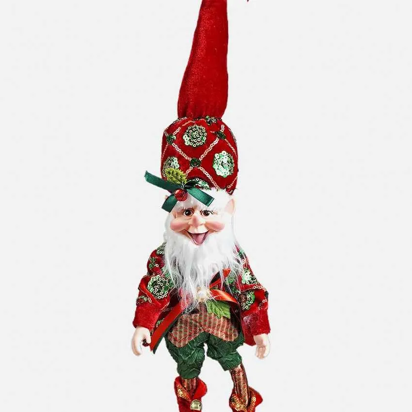 Standing Red Naughty Ball Elf Christmas Accent Decoration | 7 x 4 x 22 inches