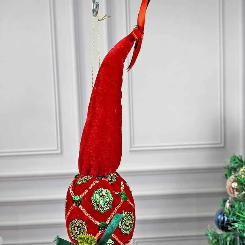 Standing Red Naughty Ball Elf Christmas Accent Decoration | 7 x 4 x 22 inches