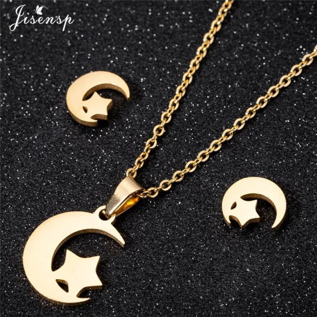 Star & Moon Pendant Necklace  Accessories