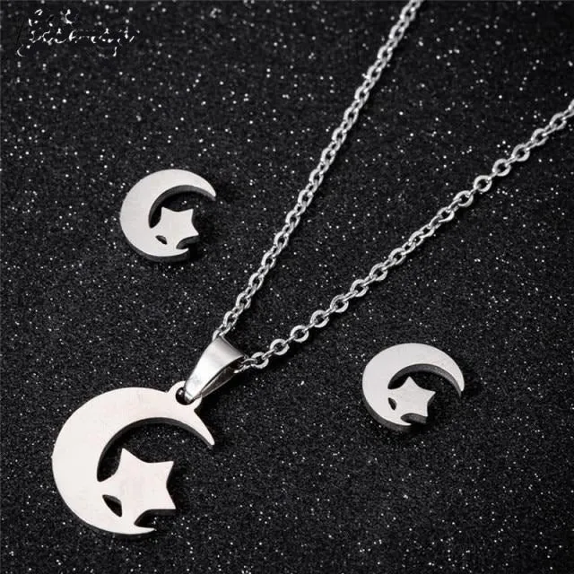 Star & Moon Pendant Necklace  Accessories