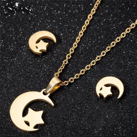 Star & Moon Pendant Necklace  Accessories