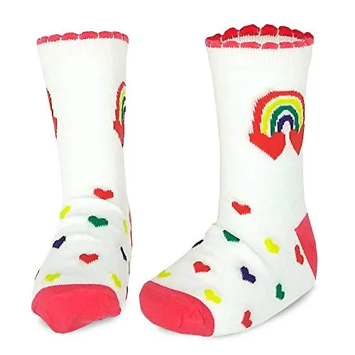 TeeHee Little Girls Cotton Crew Socks 6 Pair Pack (Floral Roller Blades)(K2027)