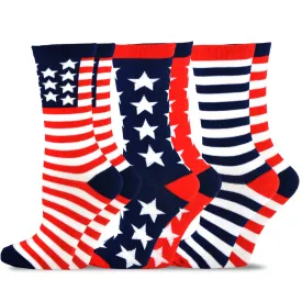 TeeHee Socks Men's 4th of July Cotton Crew American 3-Pack (51130)