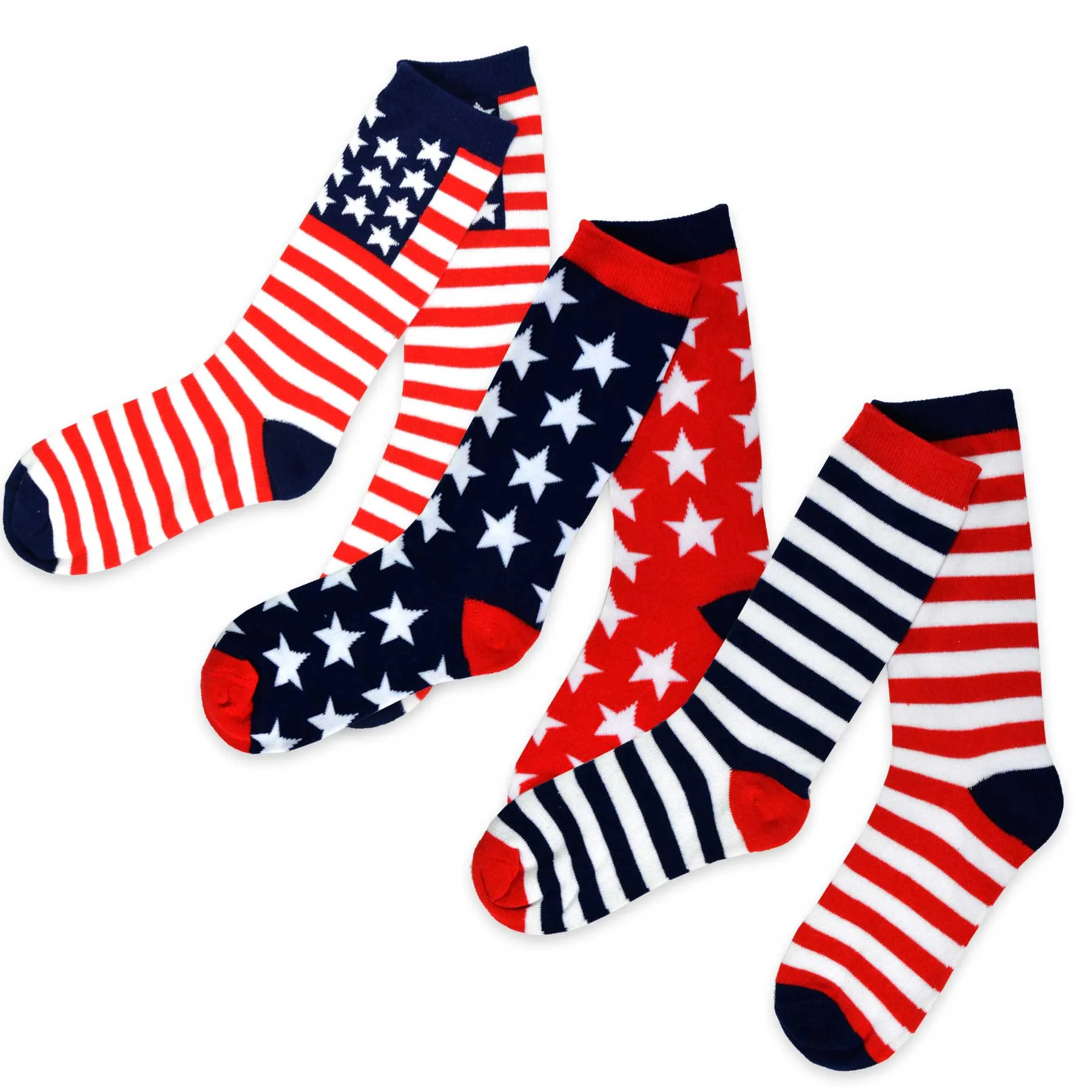 TeeHee Socks Men's 4th of July Cotton Crew American 3-Pack (51130)