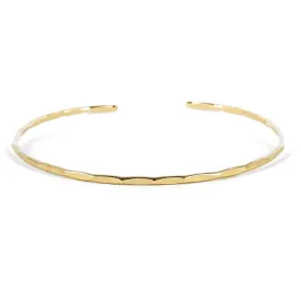 Thin Hammered Cuff in 14K Gold Fill; Delicate Handmade Stacking Bracelet for Women by Lotus Stone Jewelry (Small, Gold)