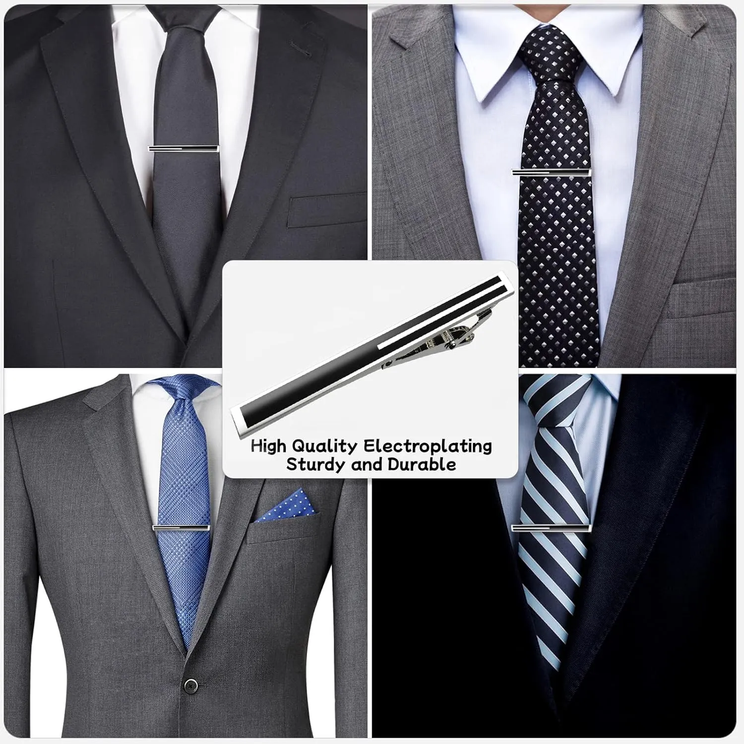 Tie Clips & Cufflinks Set for Men - Unique Tie Bar, Birthday & Christmas Gifts, Father's Day Gifts, Valentine's Day & Easter Ideas