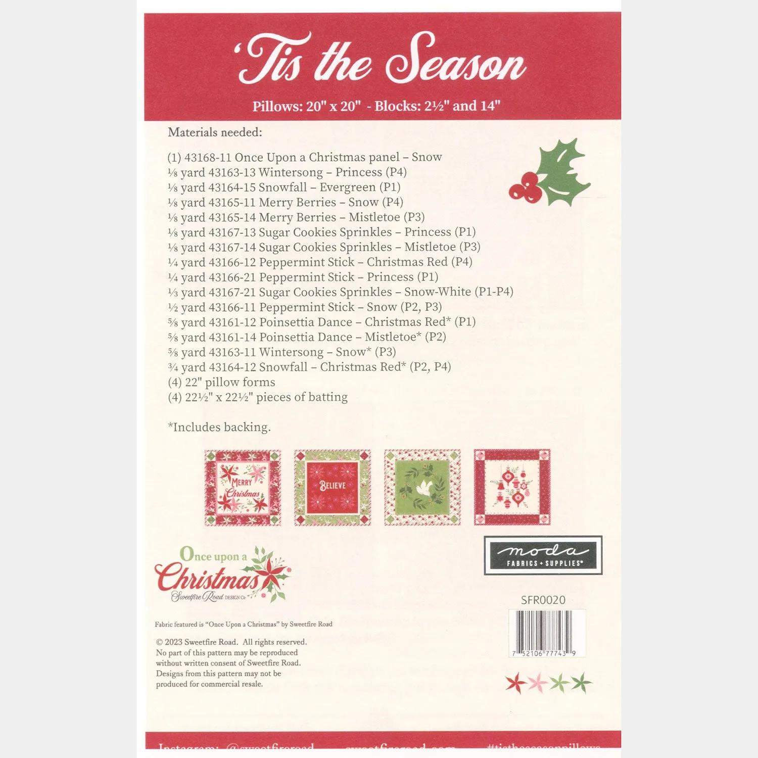 'Tis the Season Pillows Pattern