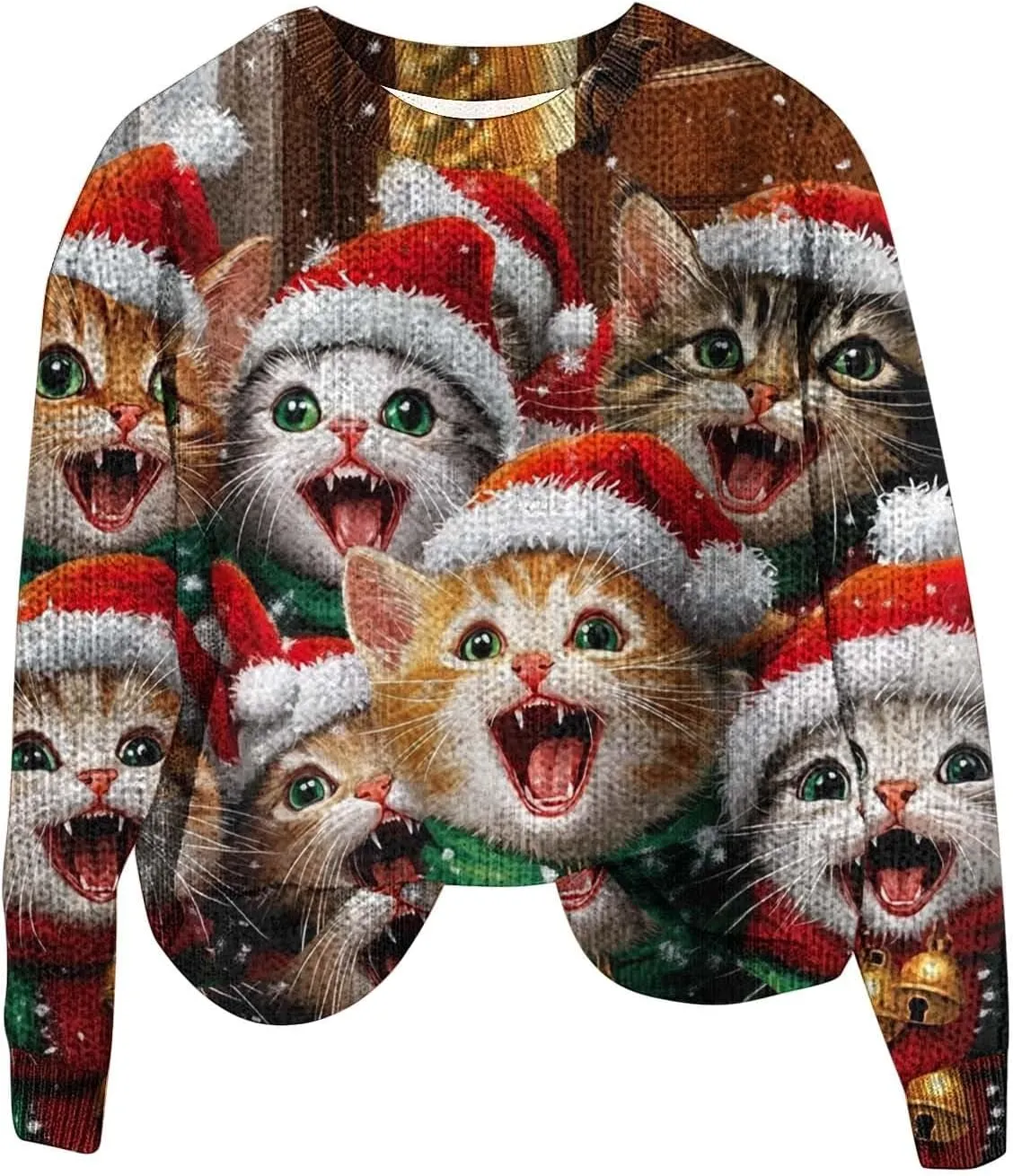 Ugly Christmas Sweater Women Men Funny Cat Sweatshirts Pullover Xmas Shirts Fashion Tops Knit Ribbed Winter Sweater