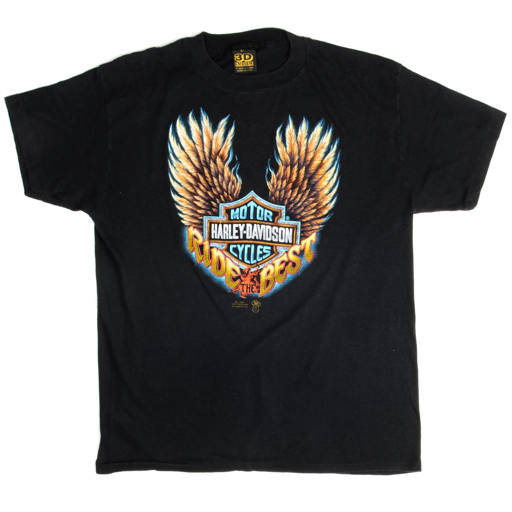 VINTAGE 3D EMBLEM HARLEY DAVIDSON TEE SHIRT 1987 SIZE MEDIUM MADE IN USA
