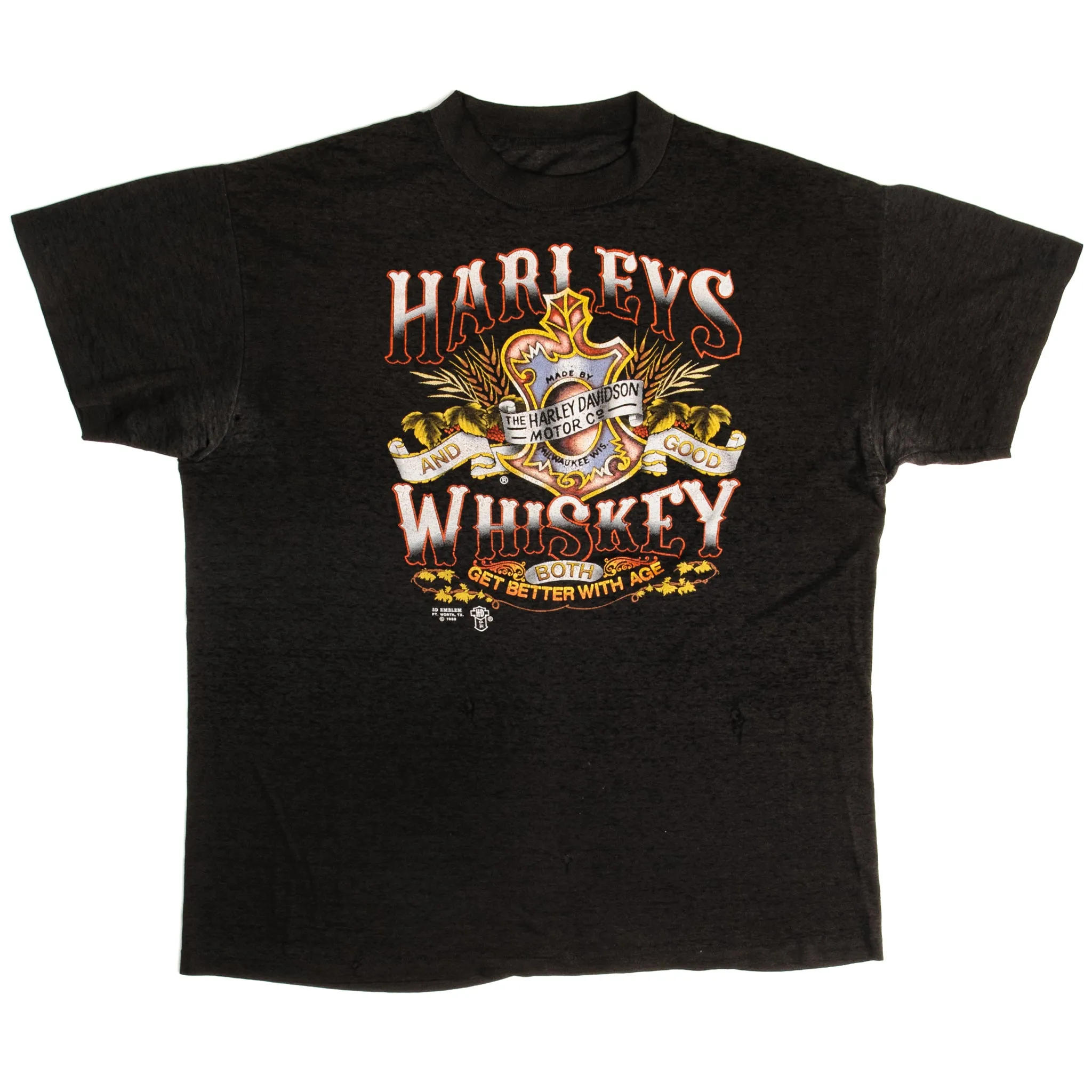 VINTAGE 3D EMBLEM HARLEY DAVIDSON TEE SHIRT 1988 SIZE XL MADE IN USA