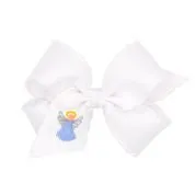 White moonstitch bow with embroidered angel