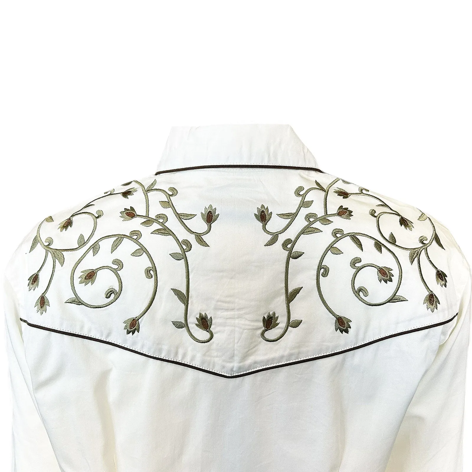 Women’s Rhinestones & Scrolls Embroidery Western Shirt in Ivory