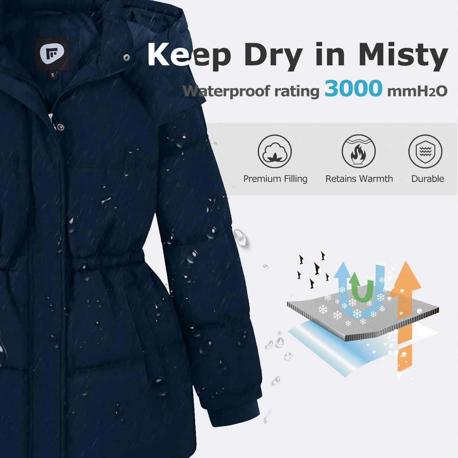Women's Winter Warm Puffer Coat Cropped Slim Fit Down Jacket with Removable Hood Long Sleeve Lightweight Coats