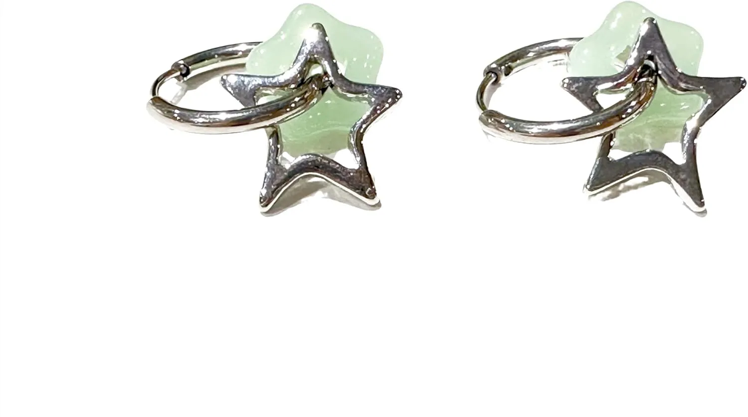 Y2k Star Earrrings Aesthetic Small Jade Star Hoop Earrings for Women Five-pointed star earrings in imitation of jade earrings