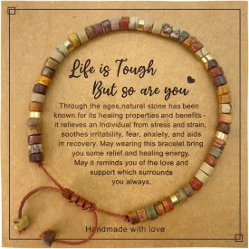 yupoxiu Inspirational Gifts Healing Natural Stone Bracelets - Thinking of You, Get Well Soon Encouragement Gifts Strength Bracelets for Women Friends Sister